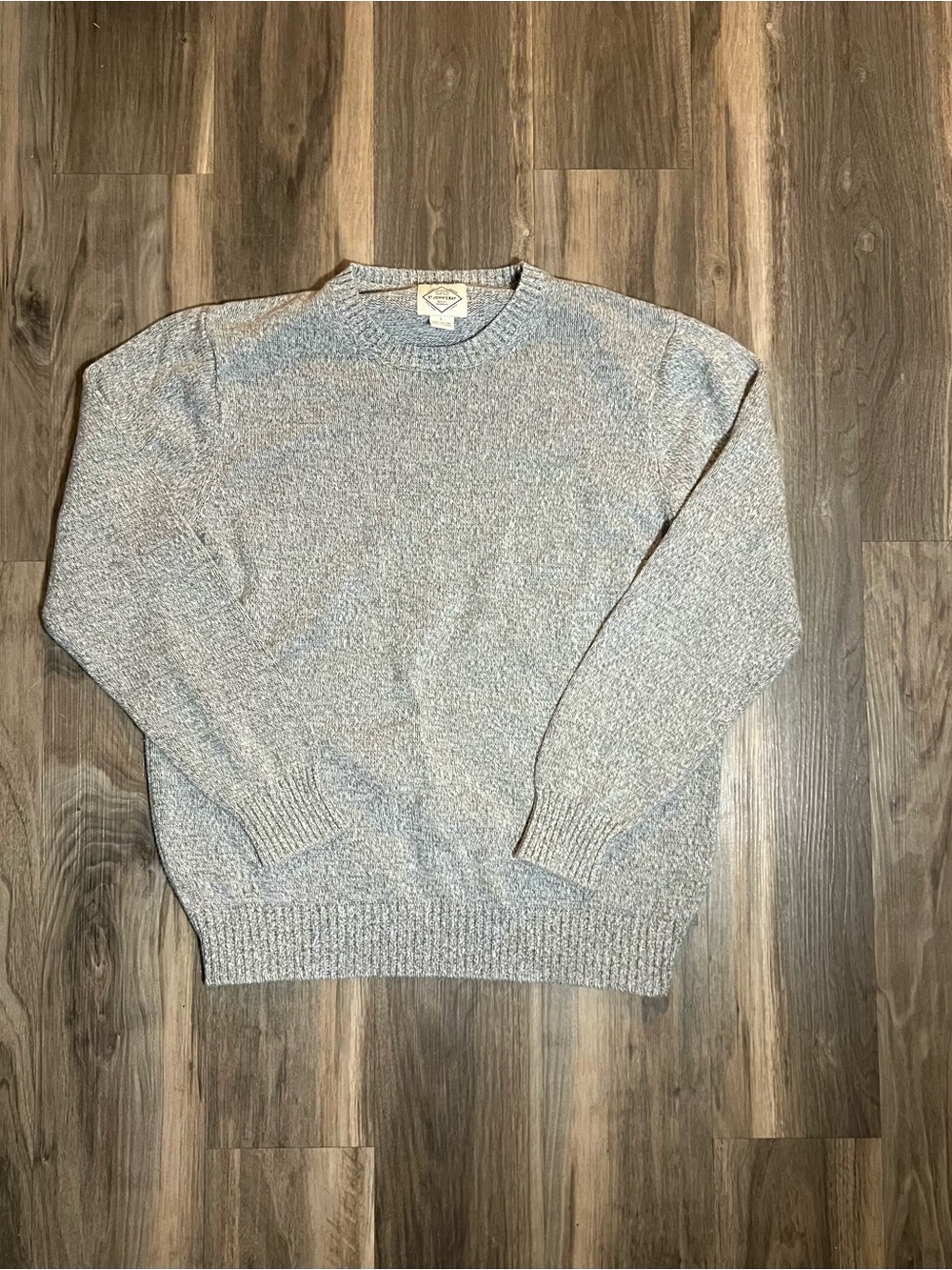St. John's Bay Men's Size Large Knit Marled Crewneck 100% Cotton Sweater Gray